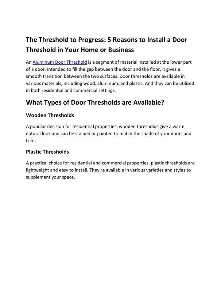 the threshold to progress 5 reasons to install