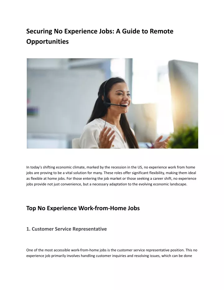 securing no experience jobs a guide to remote