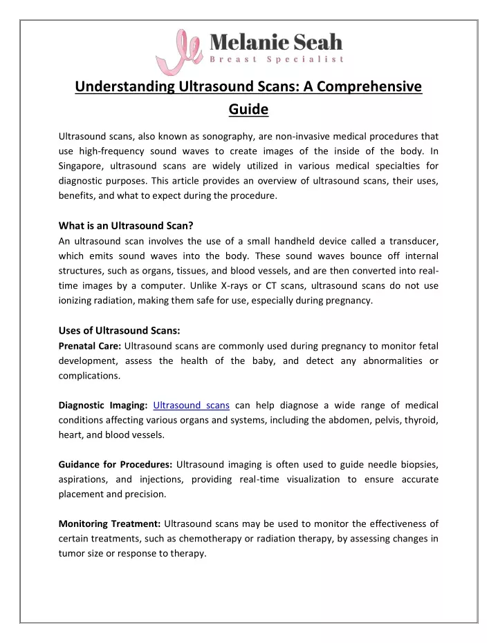 understanding ultrasound scans a comprehensive