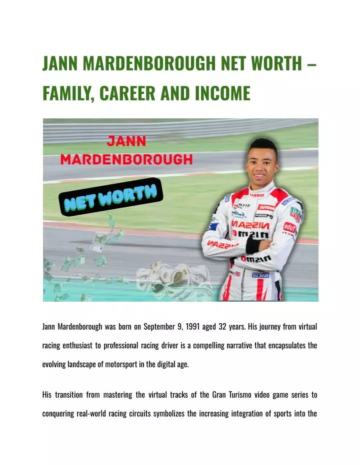 jann mardenborough net worth family career