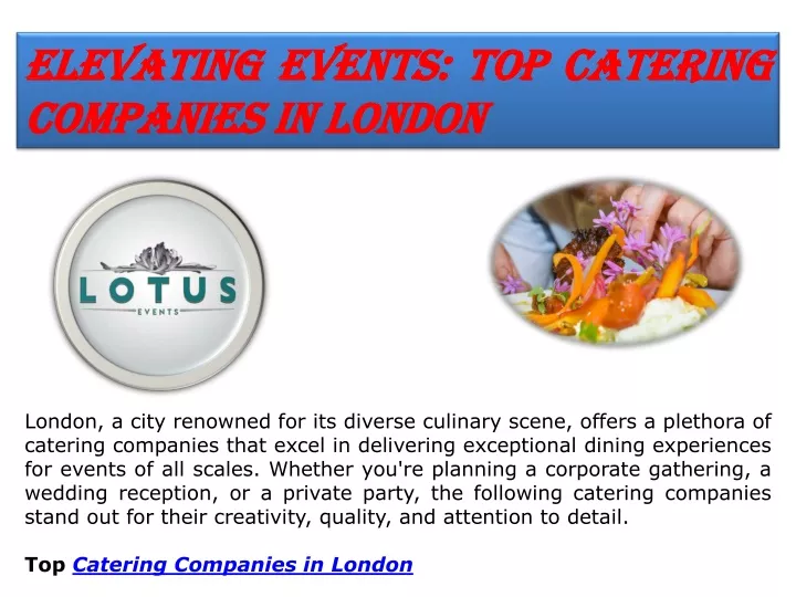 elevating events top catering companies in london