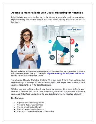 Access to More Patients with Digital Marketing for Hospitals
