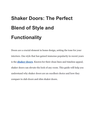 Shaker Doors_ The Perfect Blend of Style and Functionality