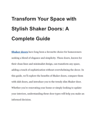 Transform Your Space with Stylish Shaker Doors_ A Complete Guide