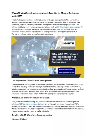 Why ADP Workforce Implementation is Essential for Modern Businesses