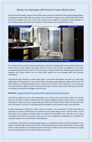 Enhance Your Bathroom with Custom Shower Doors