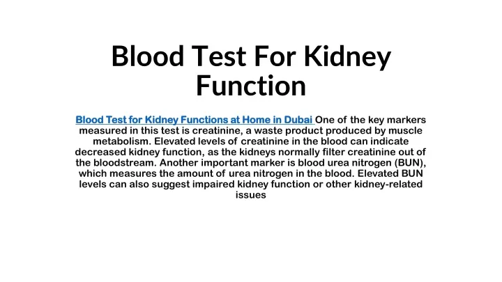 blood test for kidney function