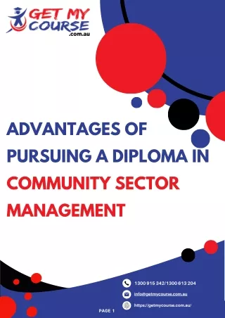 Advantages of Pursuing a Diploma in Community Sector Management