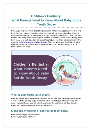 What You Need to Know About Baby Bottle Tooth Decay