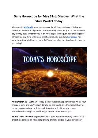 Daily Horoscope for May 31st_ Discover What the Stars Predict Today