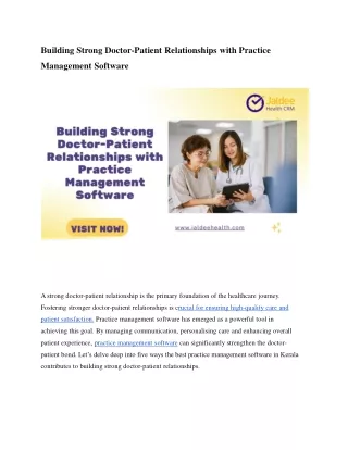 Building Strong Doctor-Patient Relationships with Practice Management Software