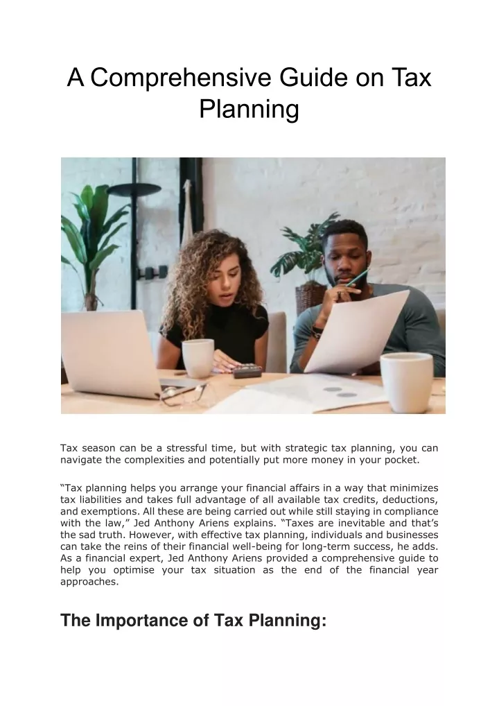 a comprehensive guide on tax planning