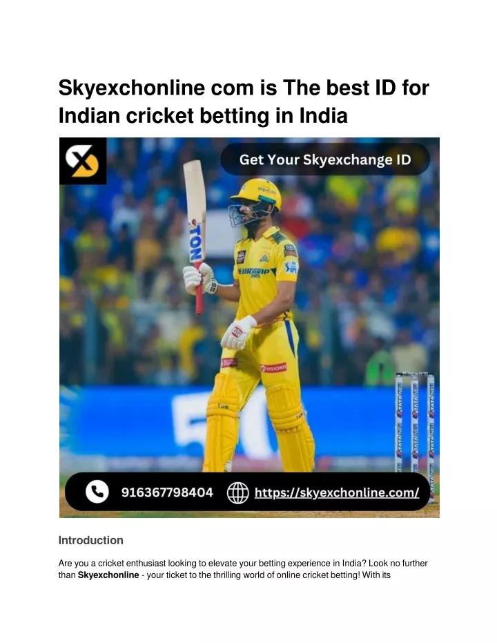 skyexchonline com is the best id for indian cricket betting in india