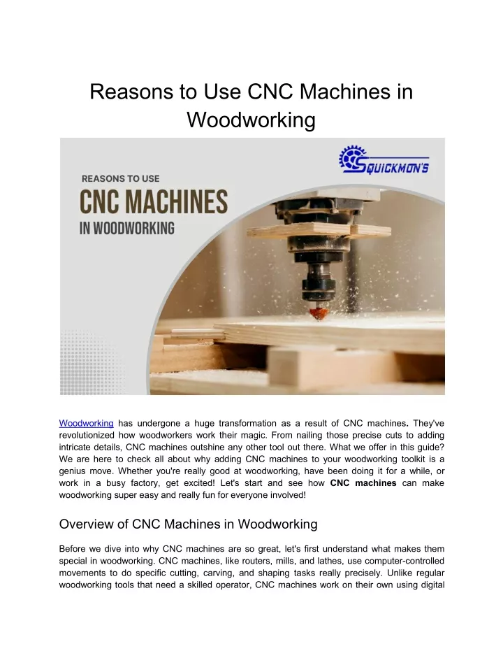 reasons to use cnc machines in woodworking