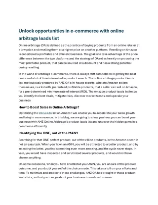 Unlock opportunities in e-commerce with online arbitrage leads list