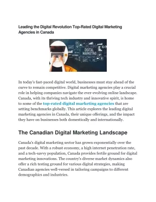 Top Rated Digital Marketing Agency In Canada