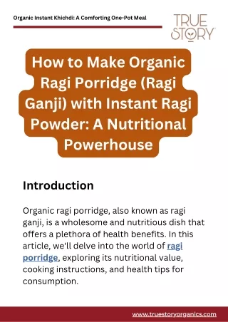 How to Make Organic Ragi Porridge (Ragi Ganji) with Instant Ragi Powder A Nutritional Powerhouse