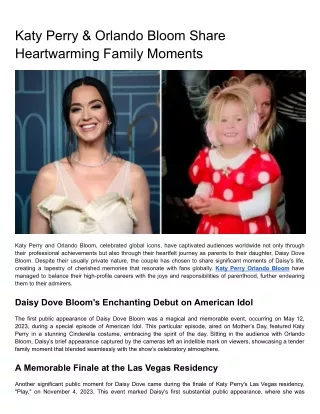 Katy Perry & Orlando Bloom Share Heartwarming Family Moments
