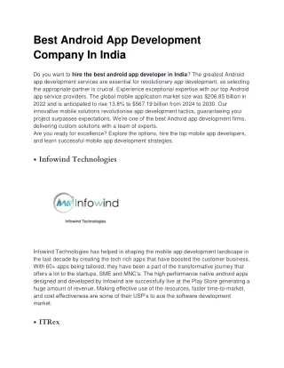 best android app development company in india