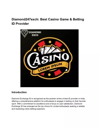 Diamond247exch_ Best Casino Game & Betting ID Provider