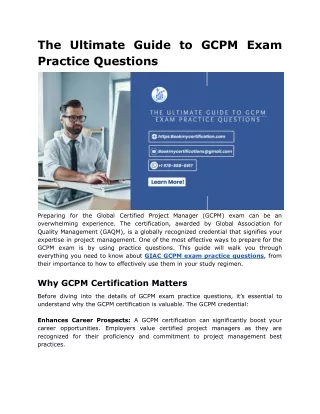 The Ultimate Guide to GCPM Exam Practice Questions