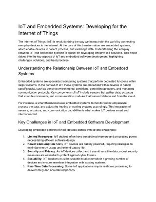 IoT and Embedded Systems_ Developing for the Internet of Things