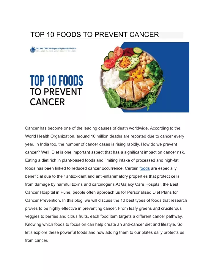 top 10 foods to prevent cancer