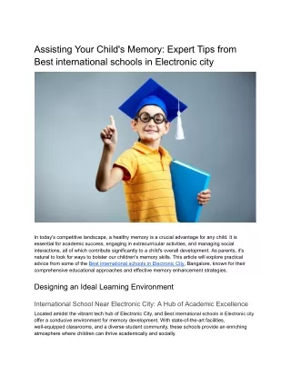 Assisting Your Child's Memory: Expert Tips from Best international schools in Electronic city