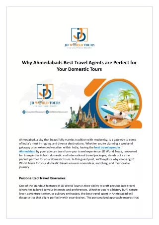 Why Ahmedabad’s Best Travel Agents are Perfect for Your Domestic Tours