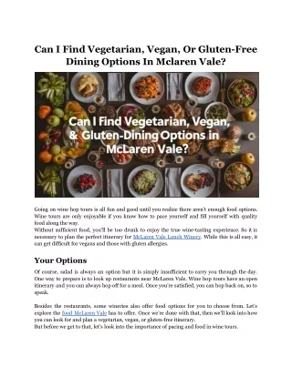 Can I Find Vegetarian, Vegan, Or Gluten-Free Dining Options In Mclaren Vale?