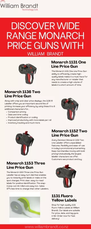 Discover Wide Range of Monarch Price Guns with William Brandt