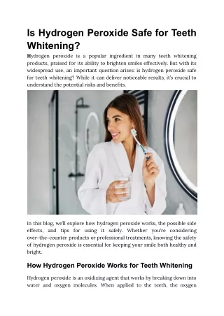 Is Hydrogen Peroxide Safe for Teeth Whitening