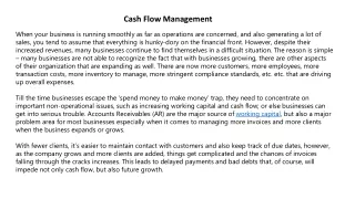 Cash Flow Management