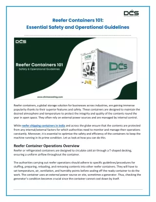 Reefer Containers 101 - Essential Safety and Operational Guidelines