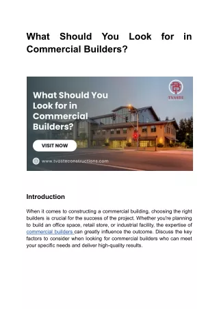 What Should You Look for in Commercial Builders