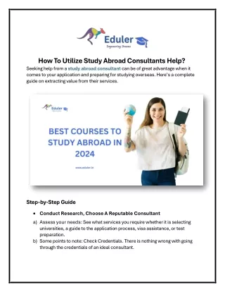 How To Utilize Study Abroad Consultants Help