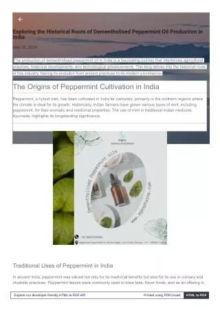 Exploring the Benefits of Indian Dementholised Peppermint Oil