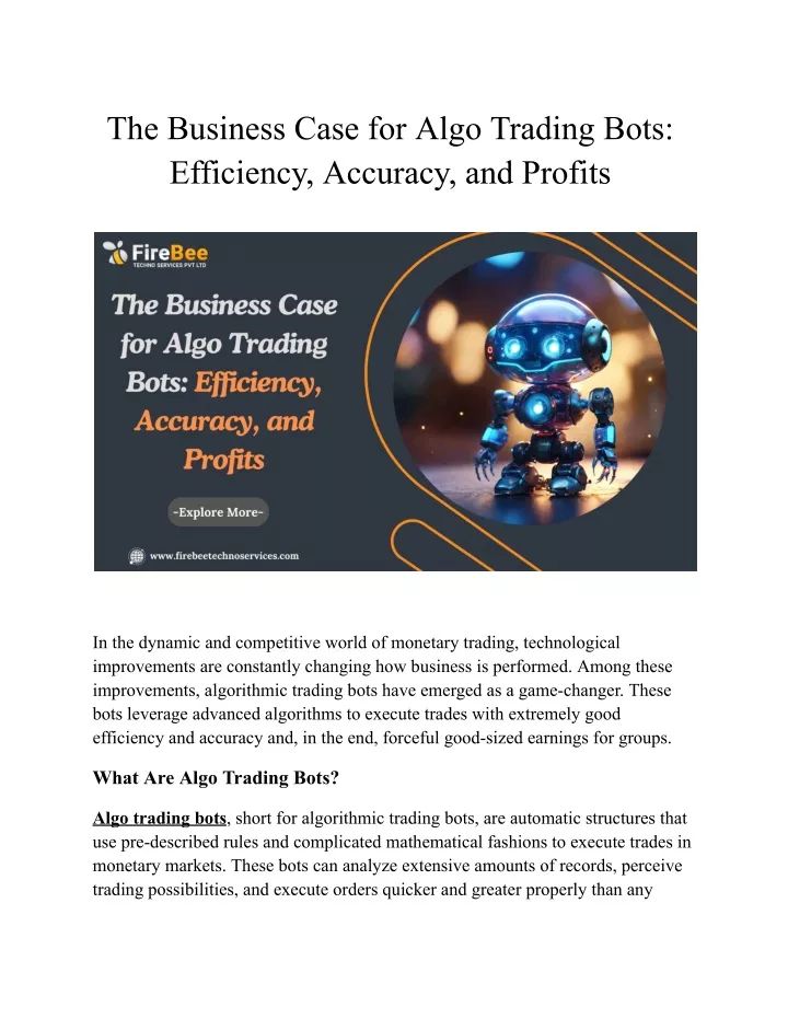 the business case for algo trading bots