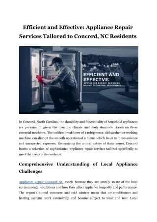 Efficient and Effective: Appliance Repair Services Tailored to Concord, NC Resid