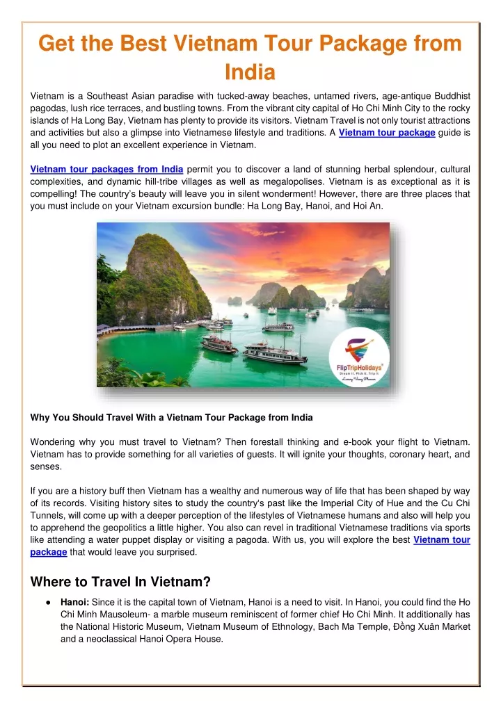 get the best vietnam tour package from india