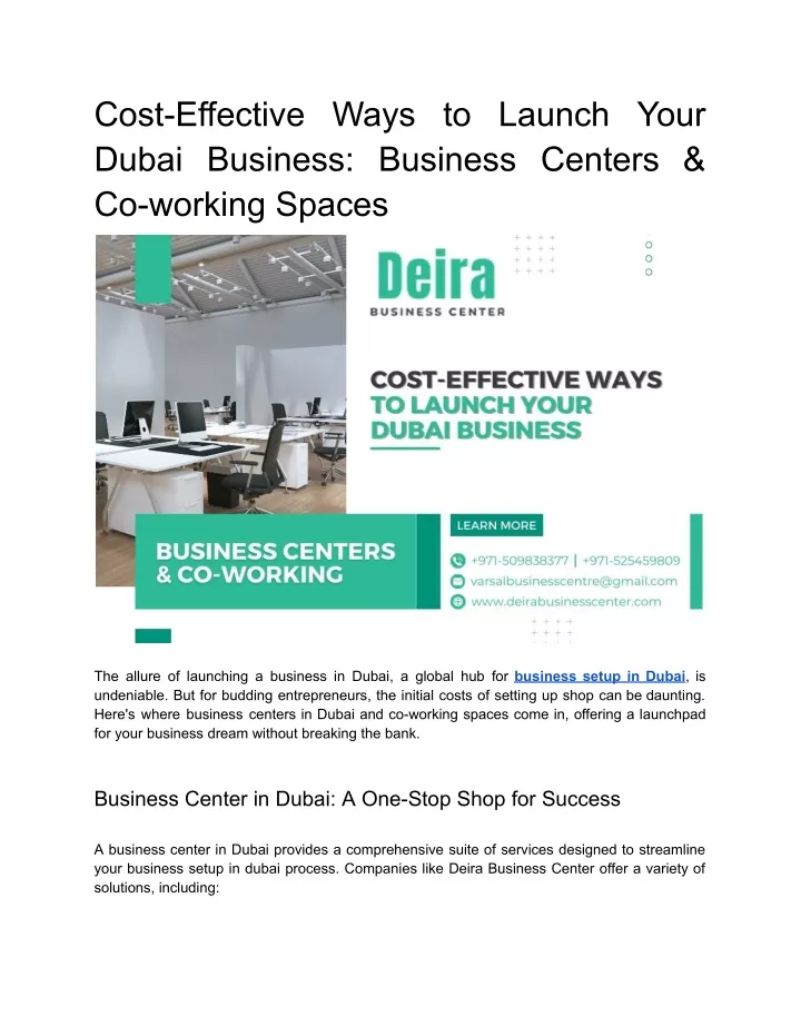 cost effective ways to launch your dubai business