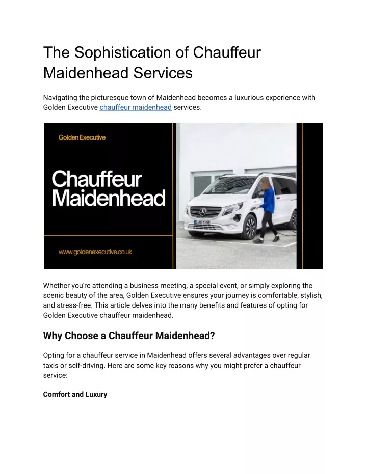 the sophistication of chauffeur maidenhead