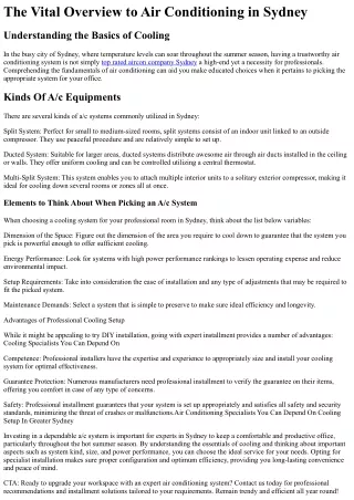 the vital overview to air conditioning in sydney