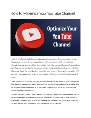 How to Maximize Your YouTube Channel