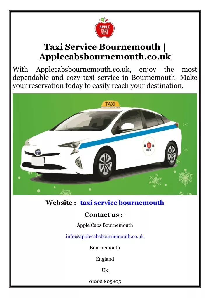 taxi service bournemouth applecabsbournemouth