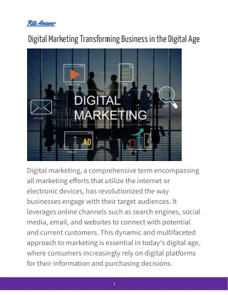 Digital Marketing Transforming Business in the Digital Age