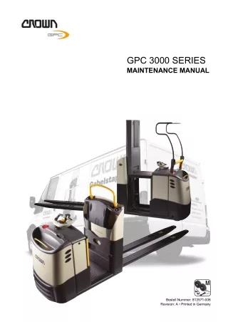 Crown GPC3020 Lift Truck Service Repair Manual