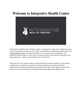 Welcome to Integrative Health Centre