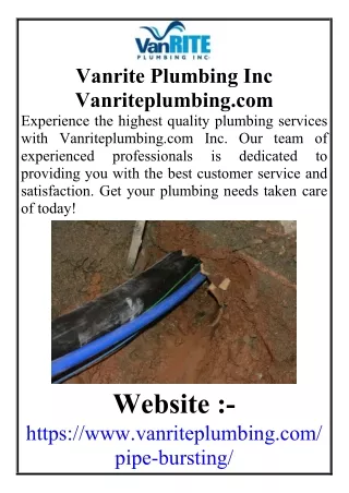 Vanrite Plumbing Inc  Vanriteplumbing.com
