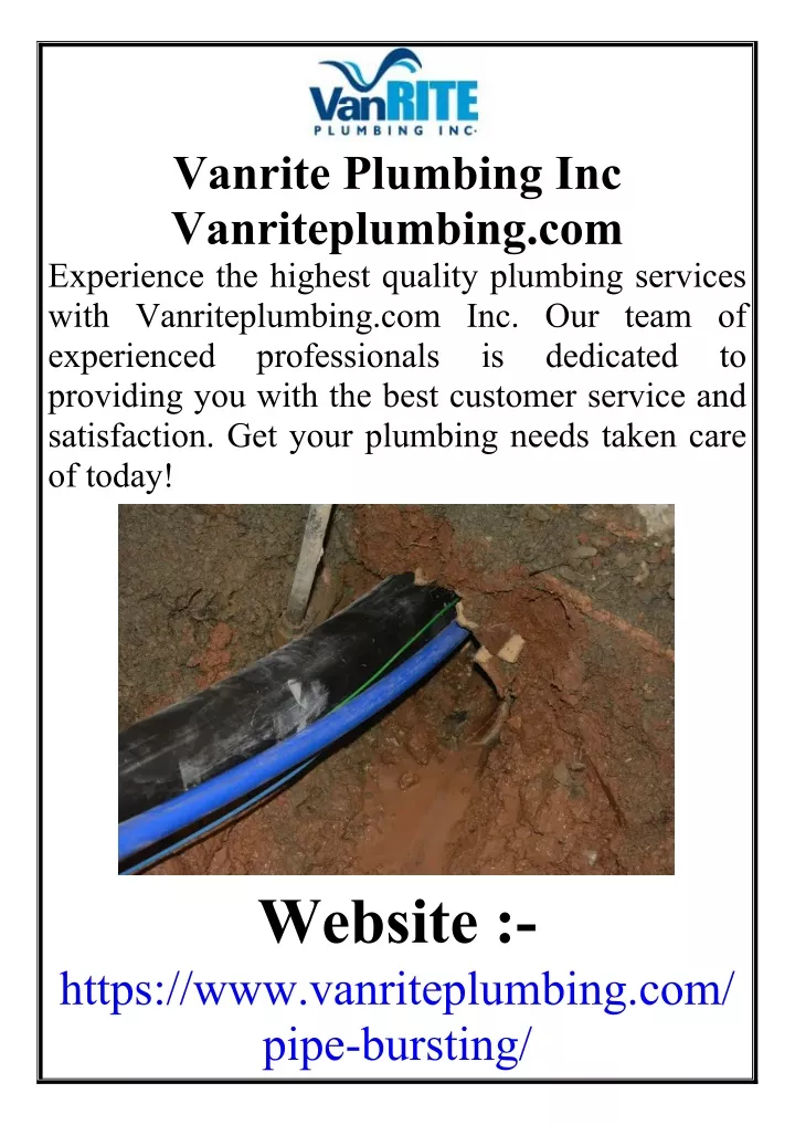 vanrite plumbing inc vanriteplumbing